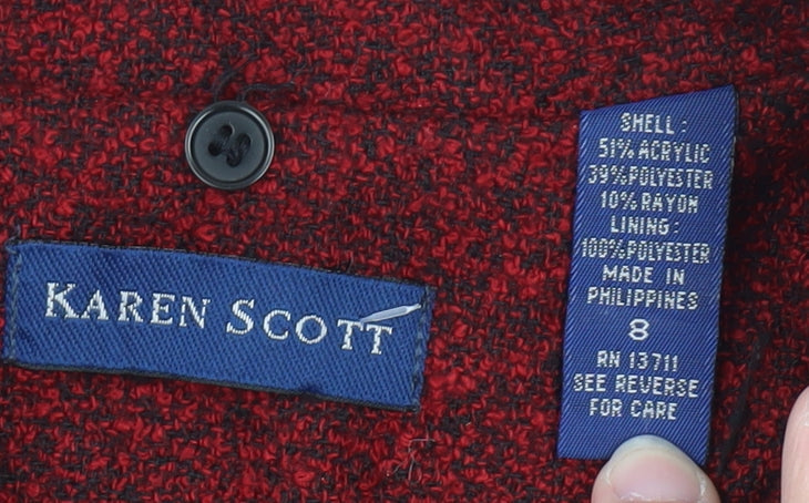 Karen Scott Women's Red Lined Button Jacket Size 12