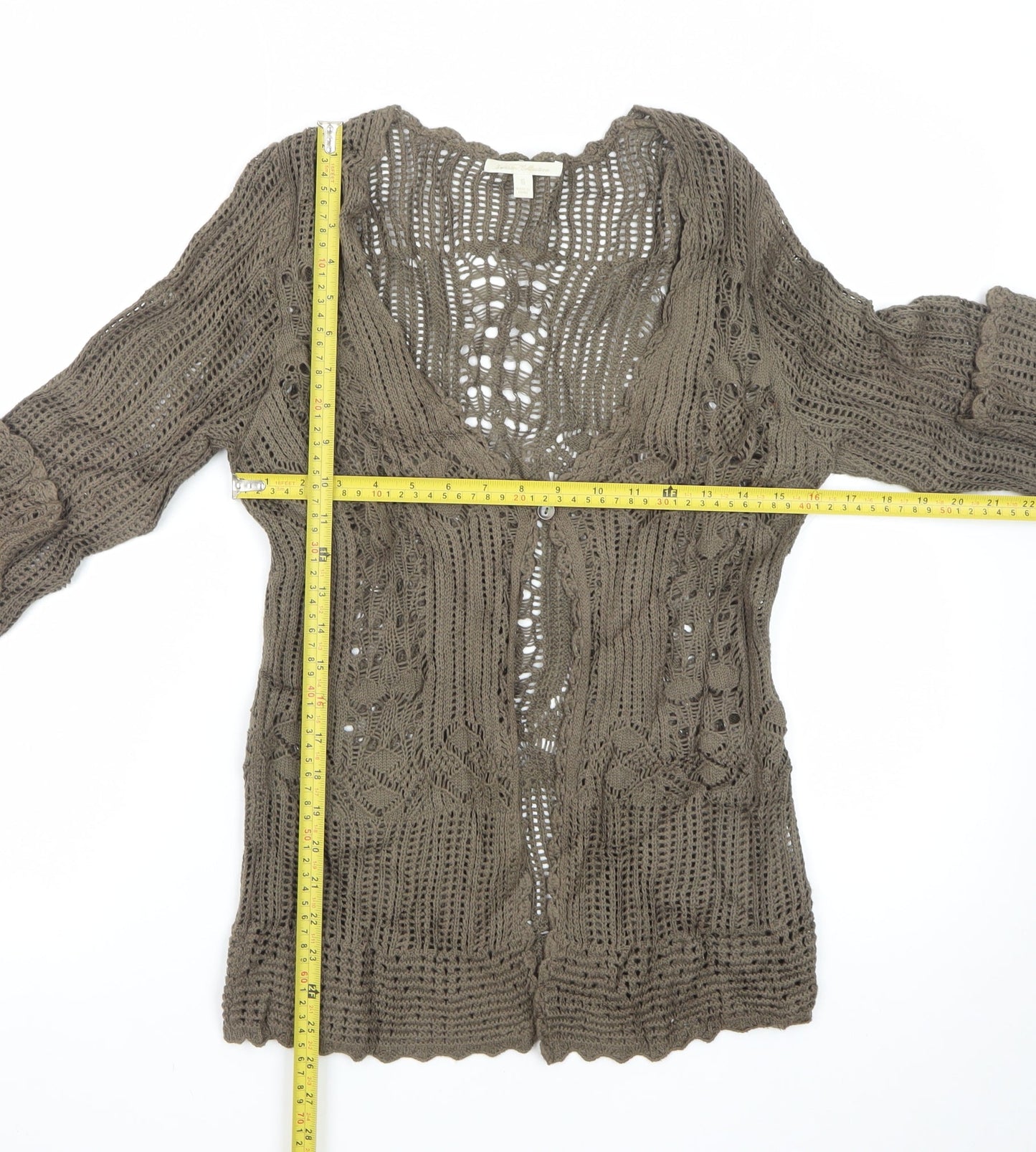Sweater Collection Women's Brown Crochet Cardigan Size S