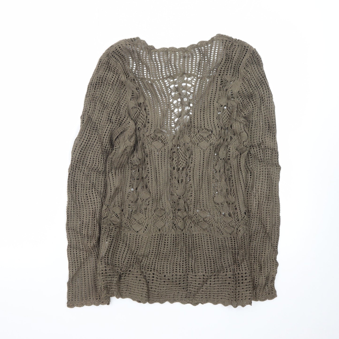 Sweater Collection Women's Brown Crochet Cardigan Size S