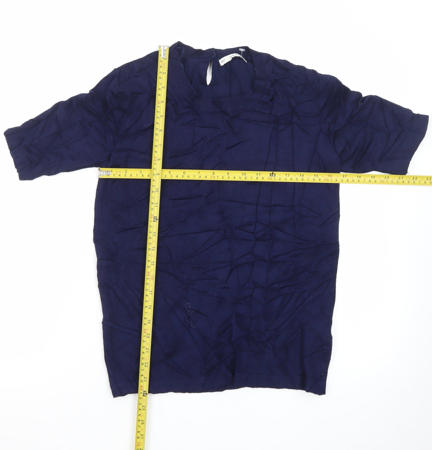 Zara Women Blue Knit Short Sleeve Pullover Jumper Size 12