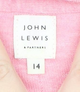 John Lewis Women Pink V-Neck Cotton Knit Jumper Size 14