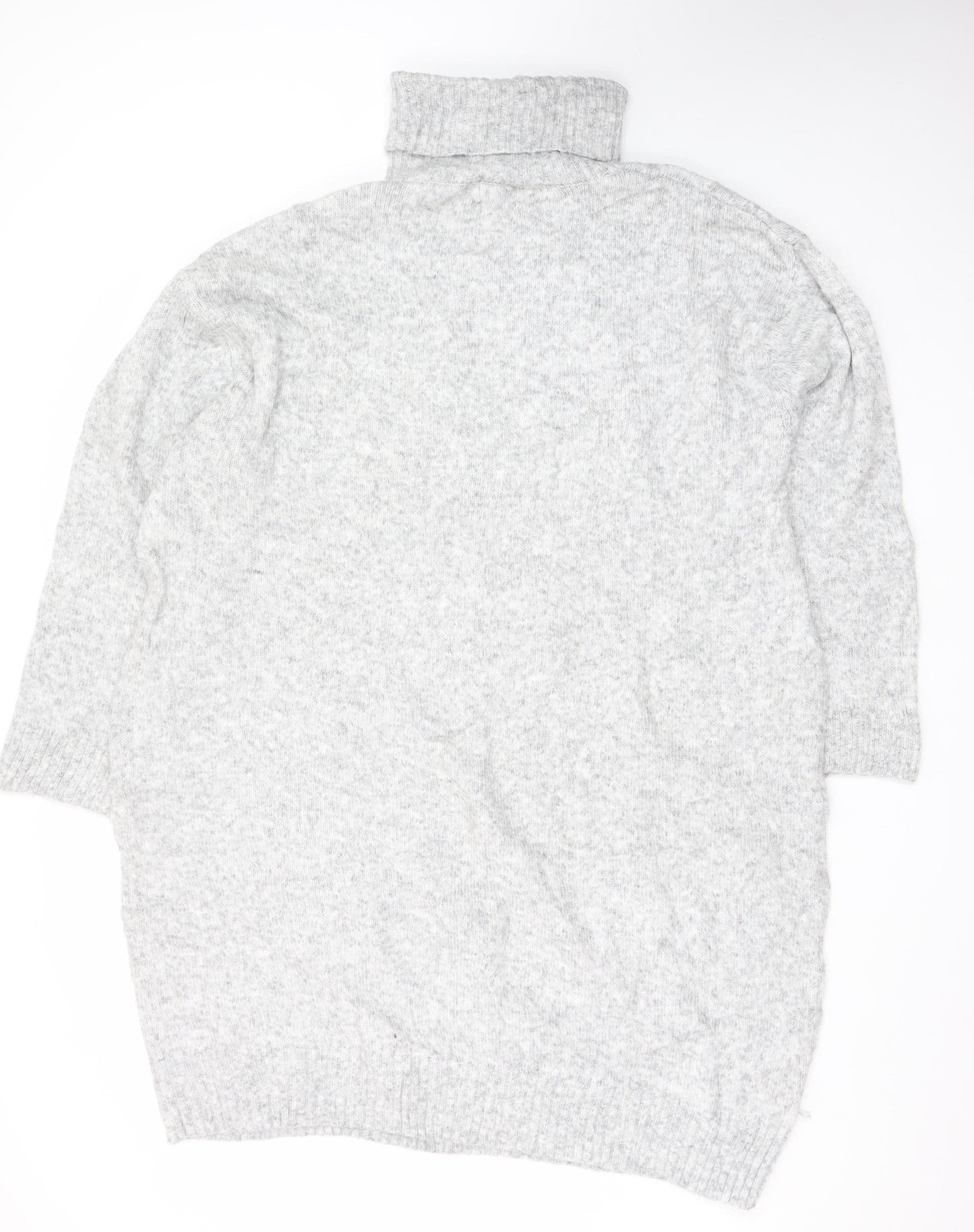 H&M Women Grey Wool Blend Roll Neck Jumper Dress Size XL