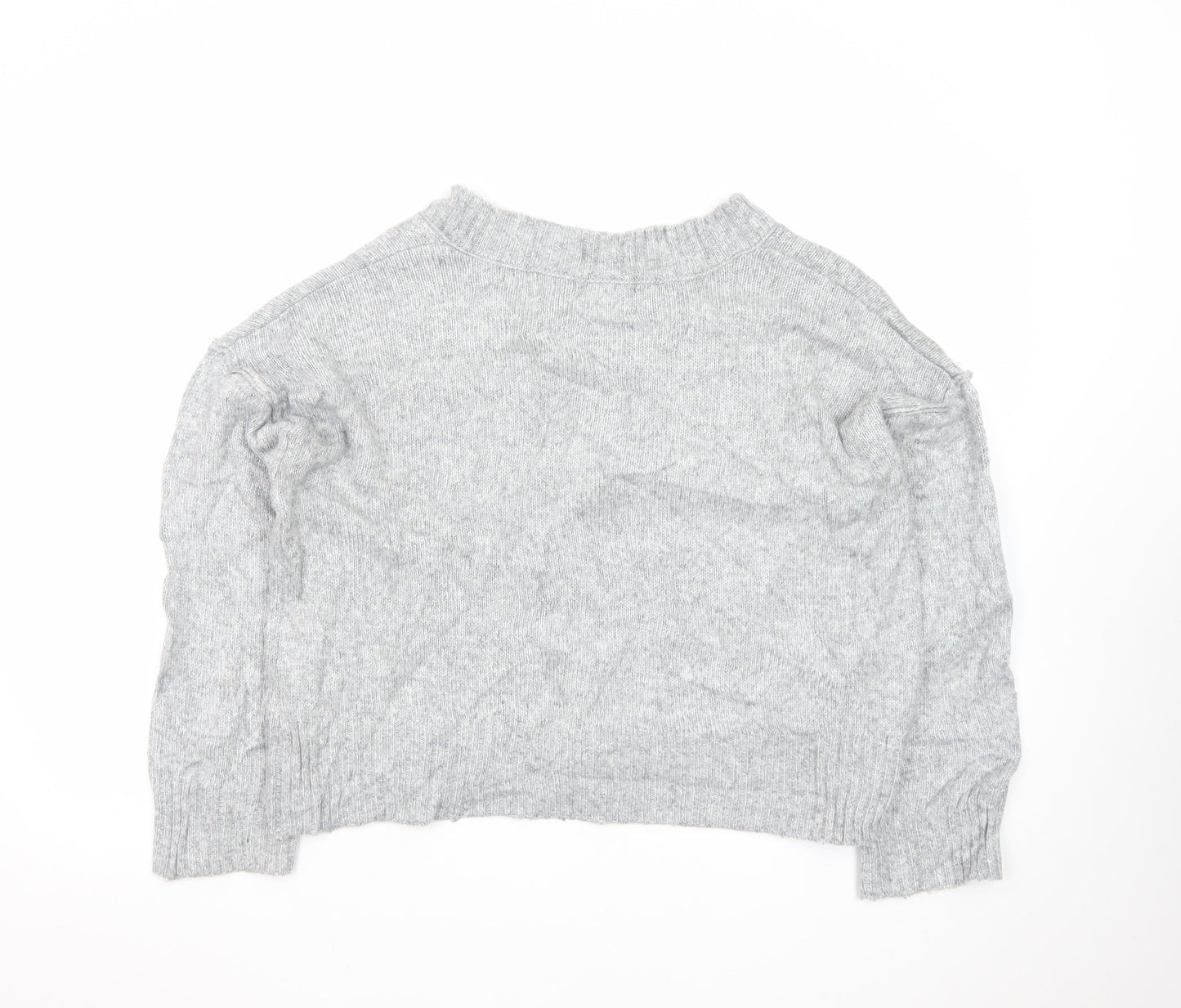 ASOS DESIGN Women's Grey V-Neck Petite Knit Jumper XS