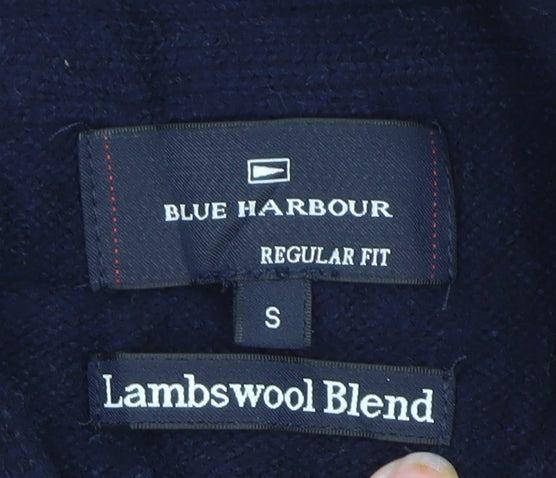 Marks and Spencer Blue Harbour Men's Blue Wool Cable-Knit Cardigan S