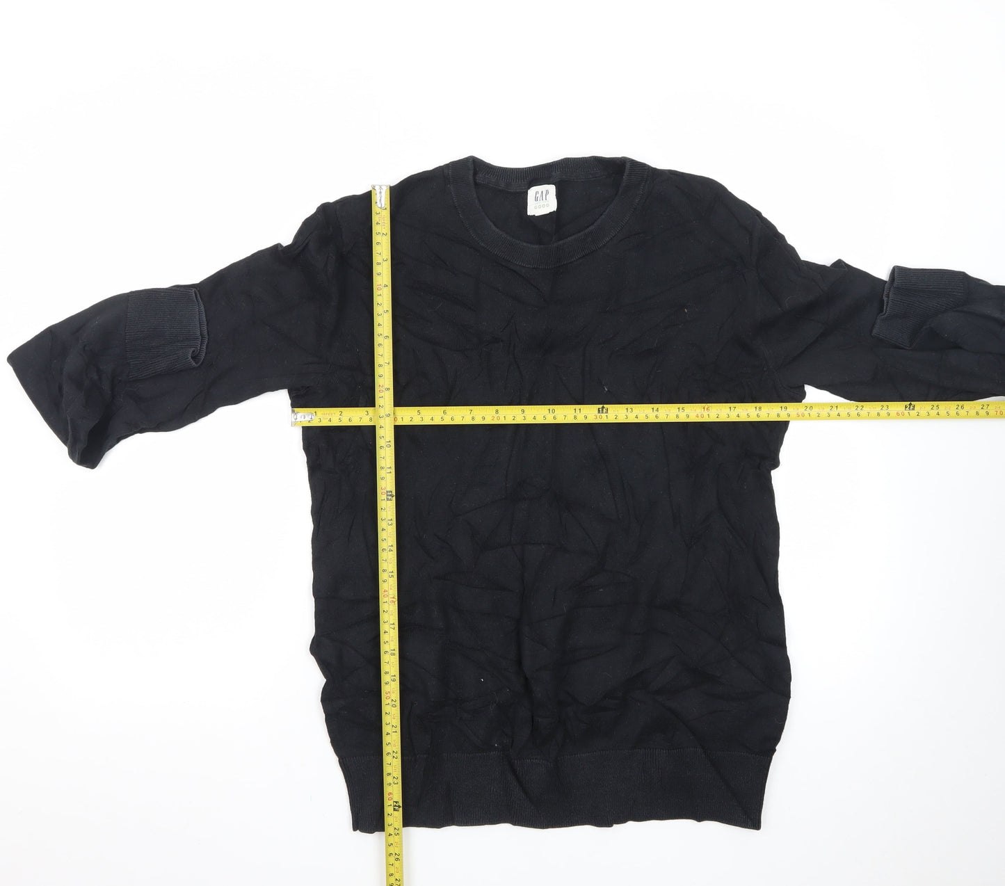 GAP Men's Black Cotton Crew Neck Pullover Jumper Size S