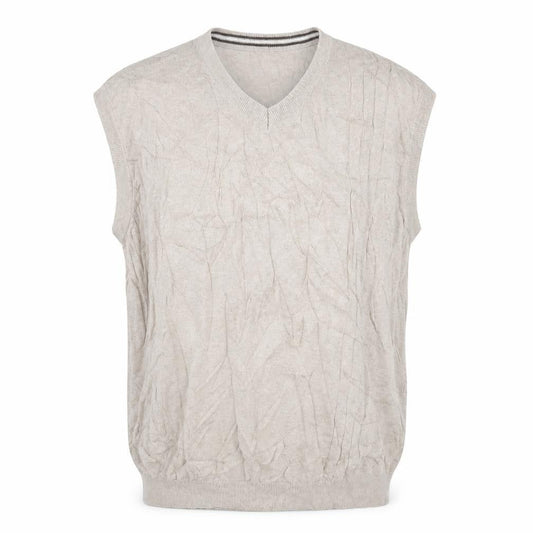 Thomas Nash Men's Beige 2XL V-Neck Sleeveless Cotton Blend Vest