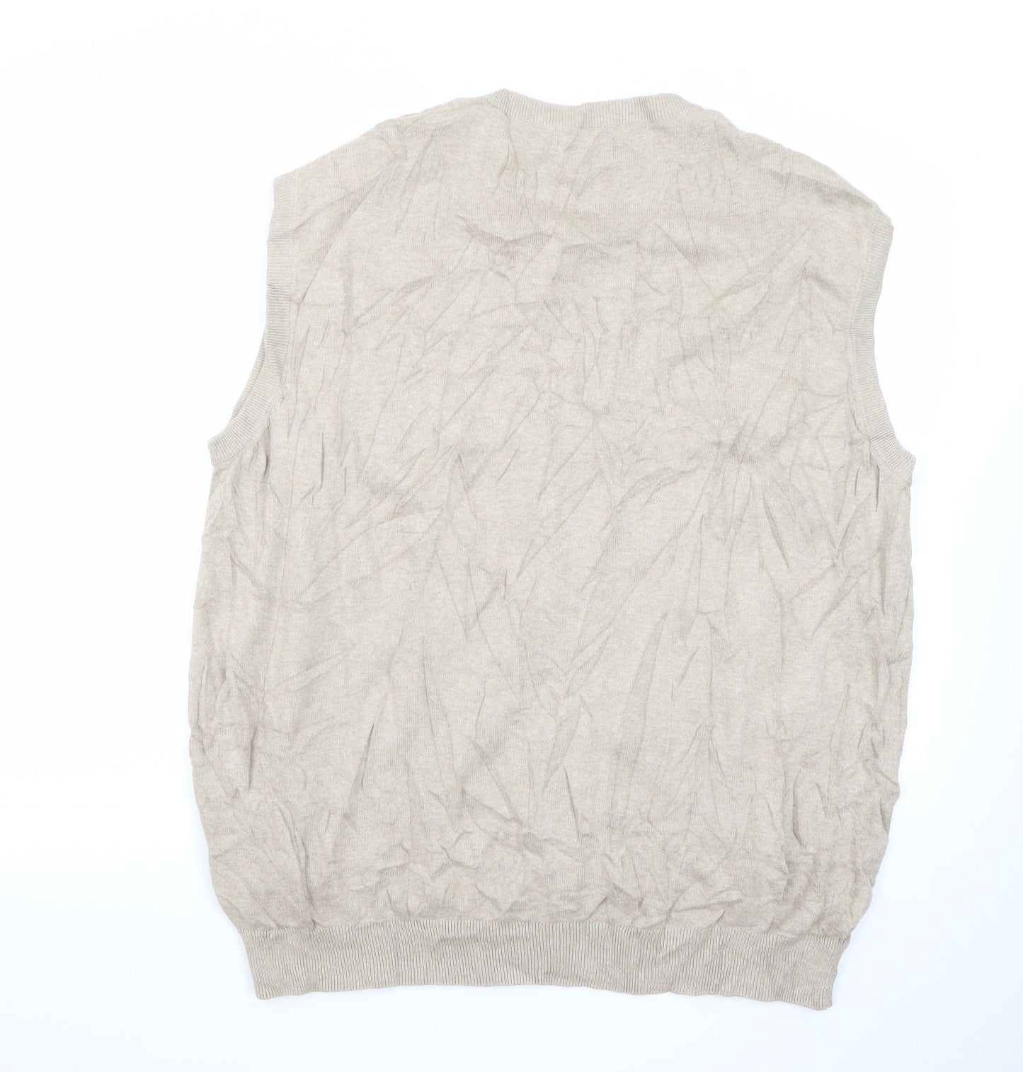 Thomas Nash Men's Beige 2XL V-Neck Sleeveless Cotton Blend Vest
