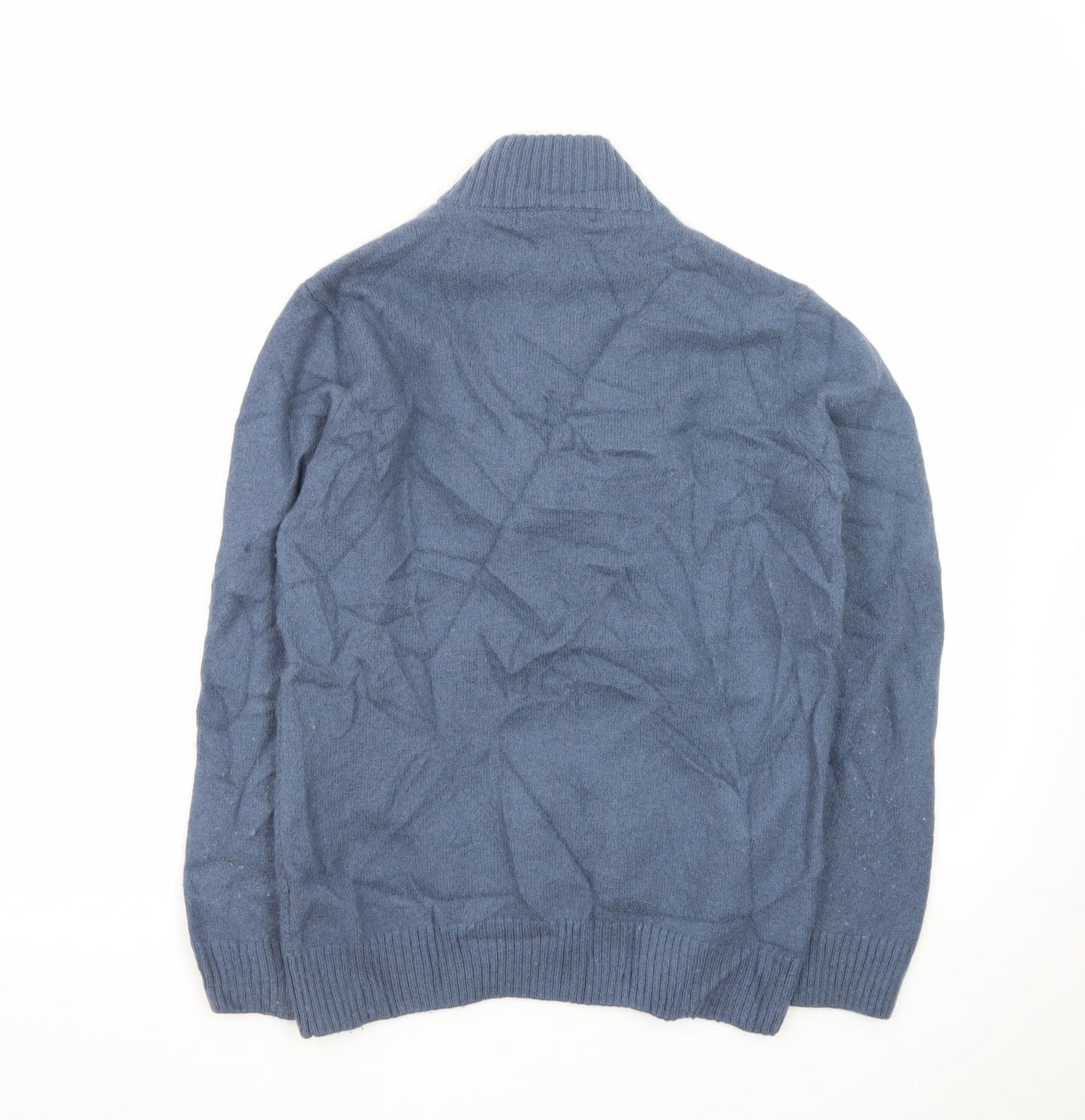 Crew Clothing Men's Blue M 1/2 Zip Wool Cable Knit Jumper