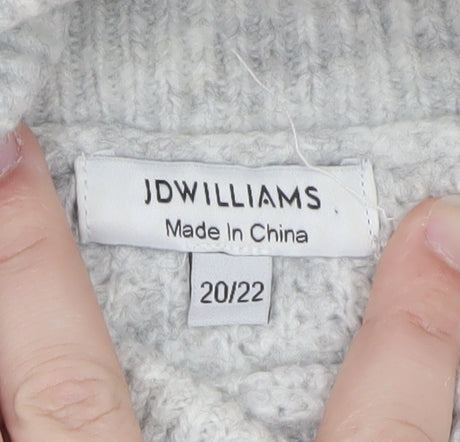 JD Williams Women’s Grey Roll Neck Chunky Knit Jumper Size 20
