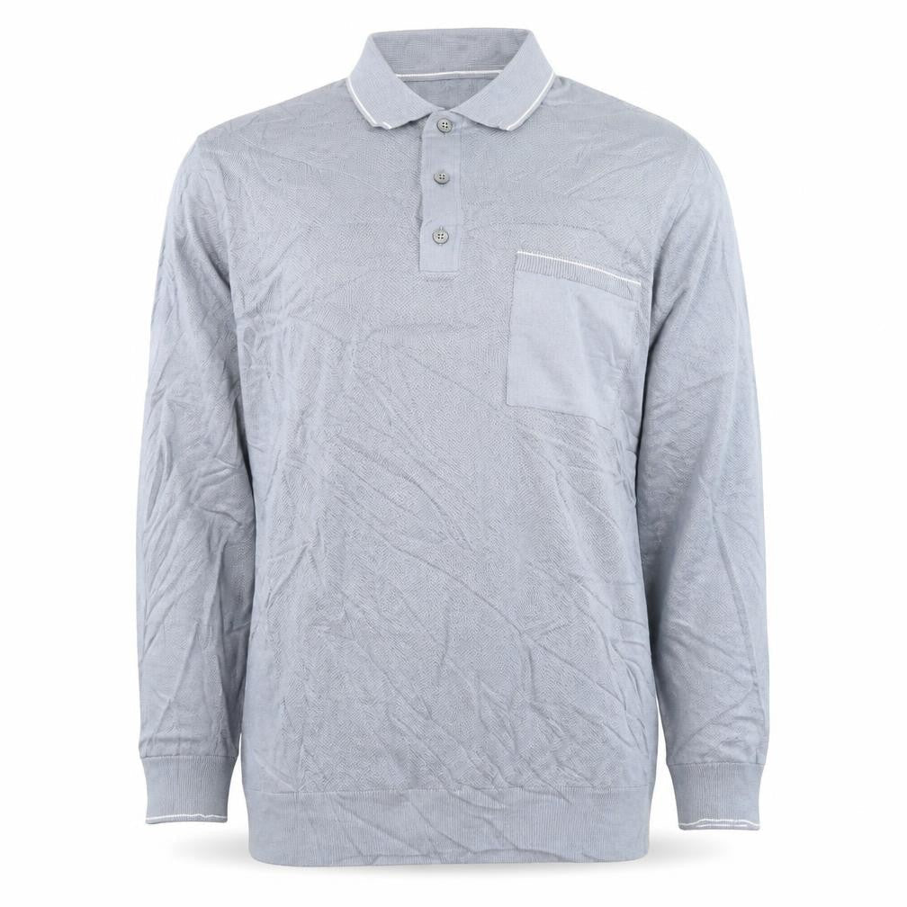 Marks & Spencer Men's Blue 2XL Long Sleeve Cotton Polo Shirt