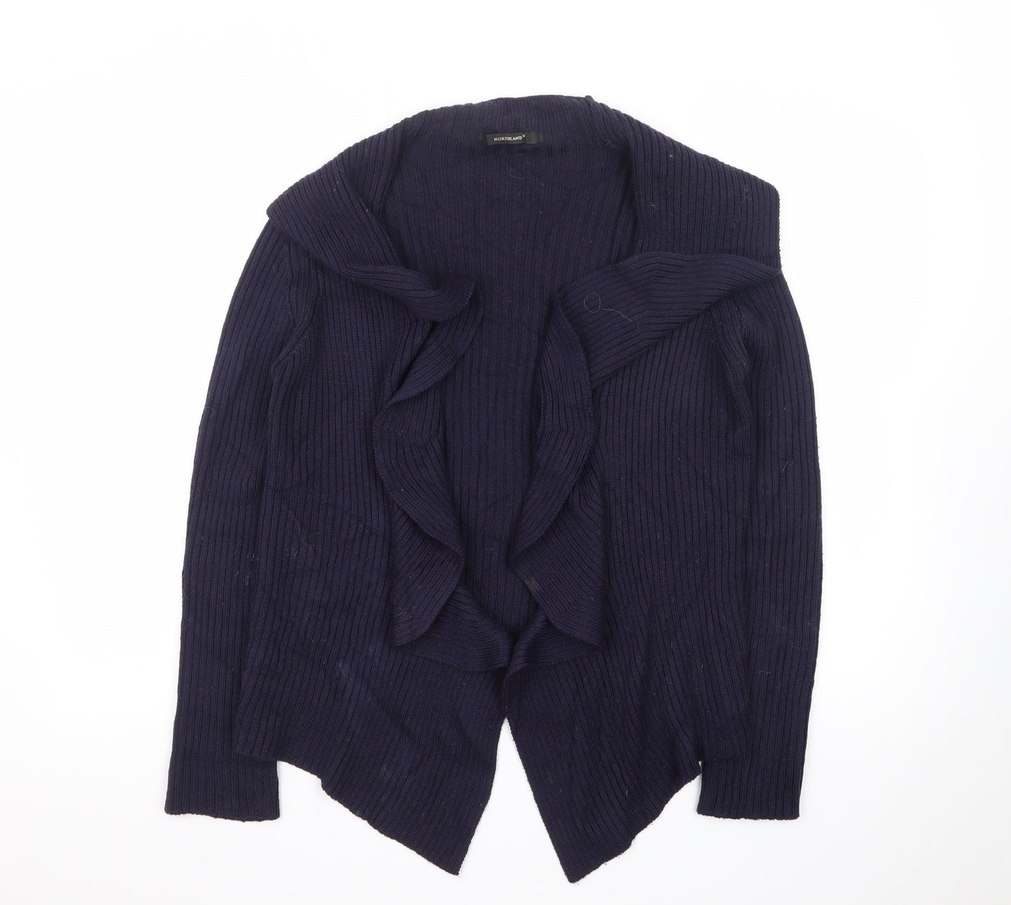 Northland Womens Blue Wool Blend Collared Open Cardigan L
