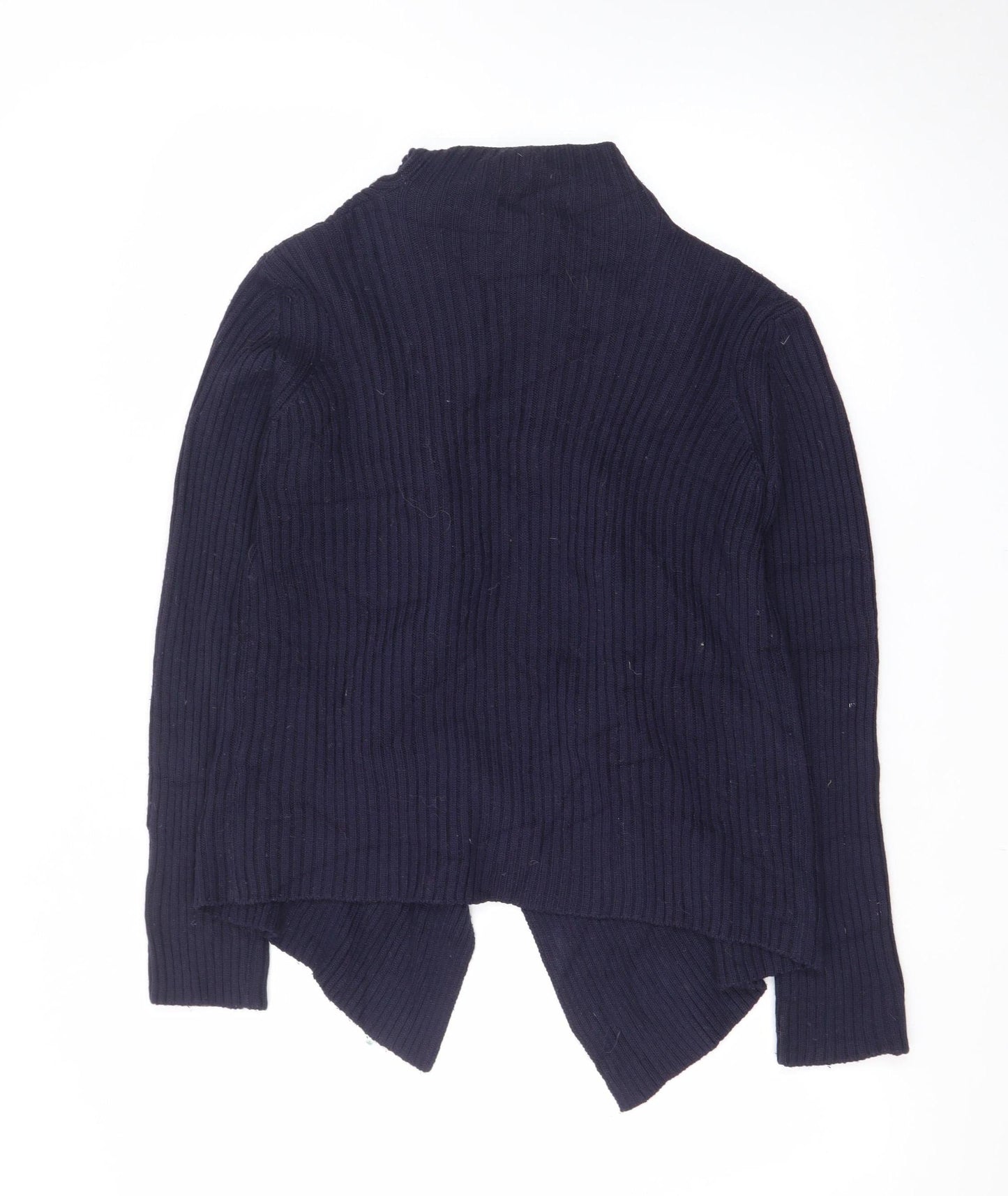Northland Womens Blue Wool Blend Collared Open Cardigan L