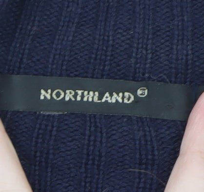 Northland Womens Blue Wool Blend Collared Open Cardigan L