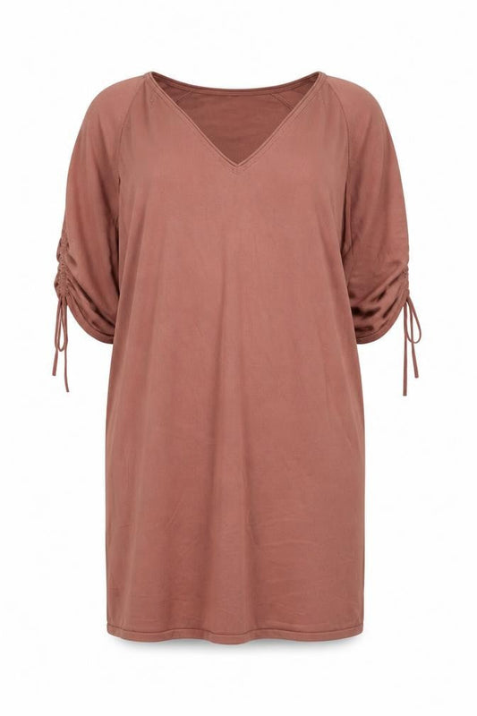 Poetry Women’s Brown Cotton V-Neck Shift Dress Size 18