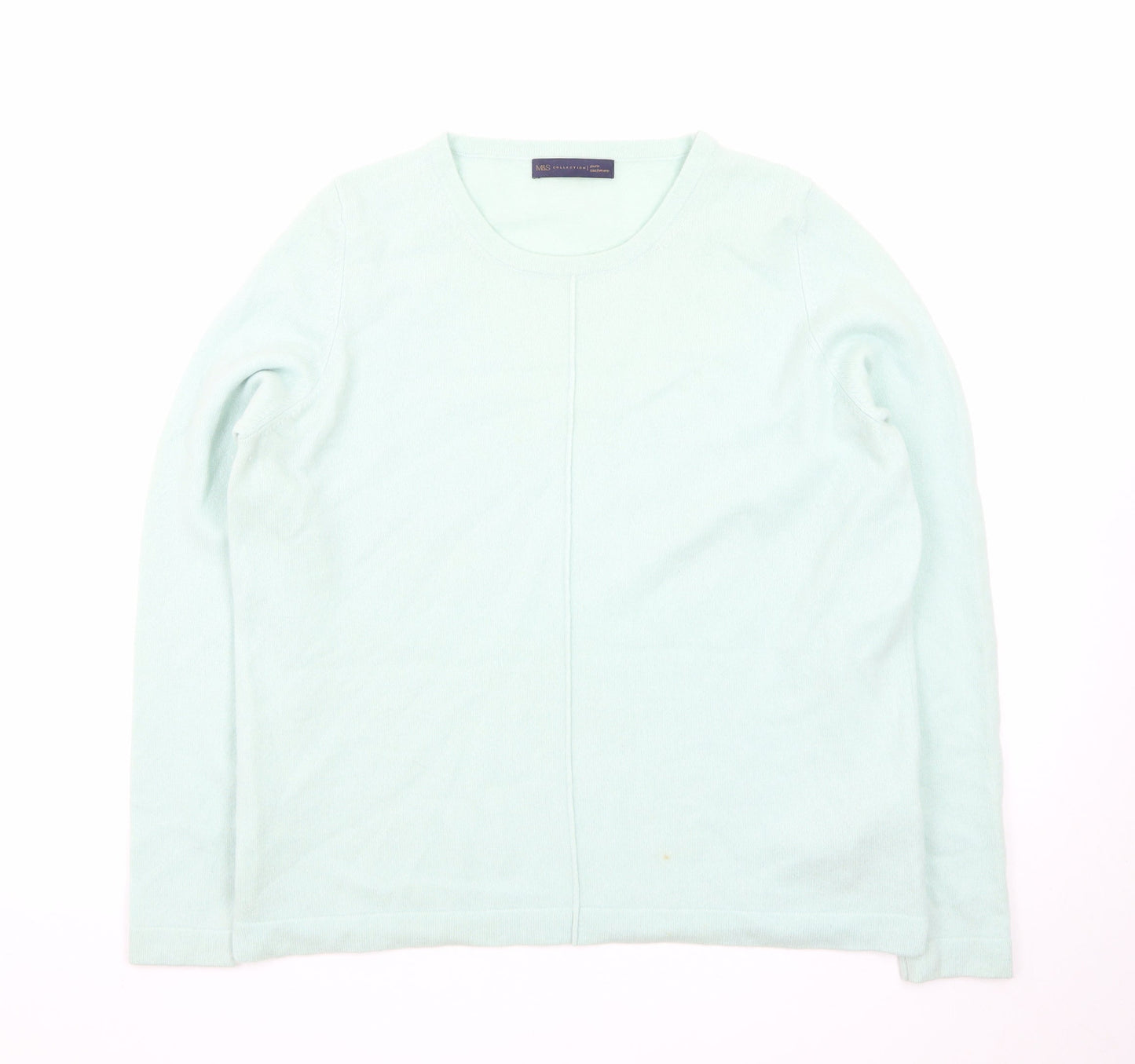 Marks and Spencer Women Green Cashmere Crew Neck Jumper Size 14
