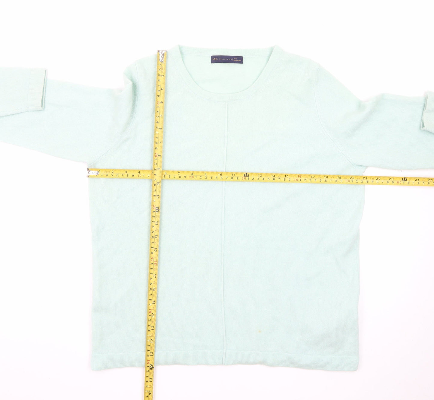Marks and Spencer Women Green Cashmere Crew Neck Jumper Size 14