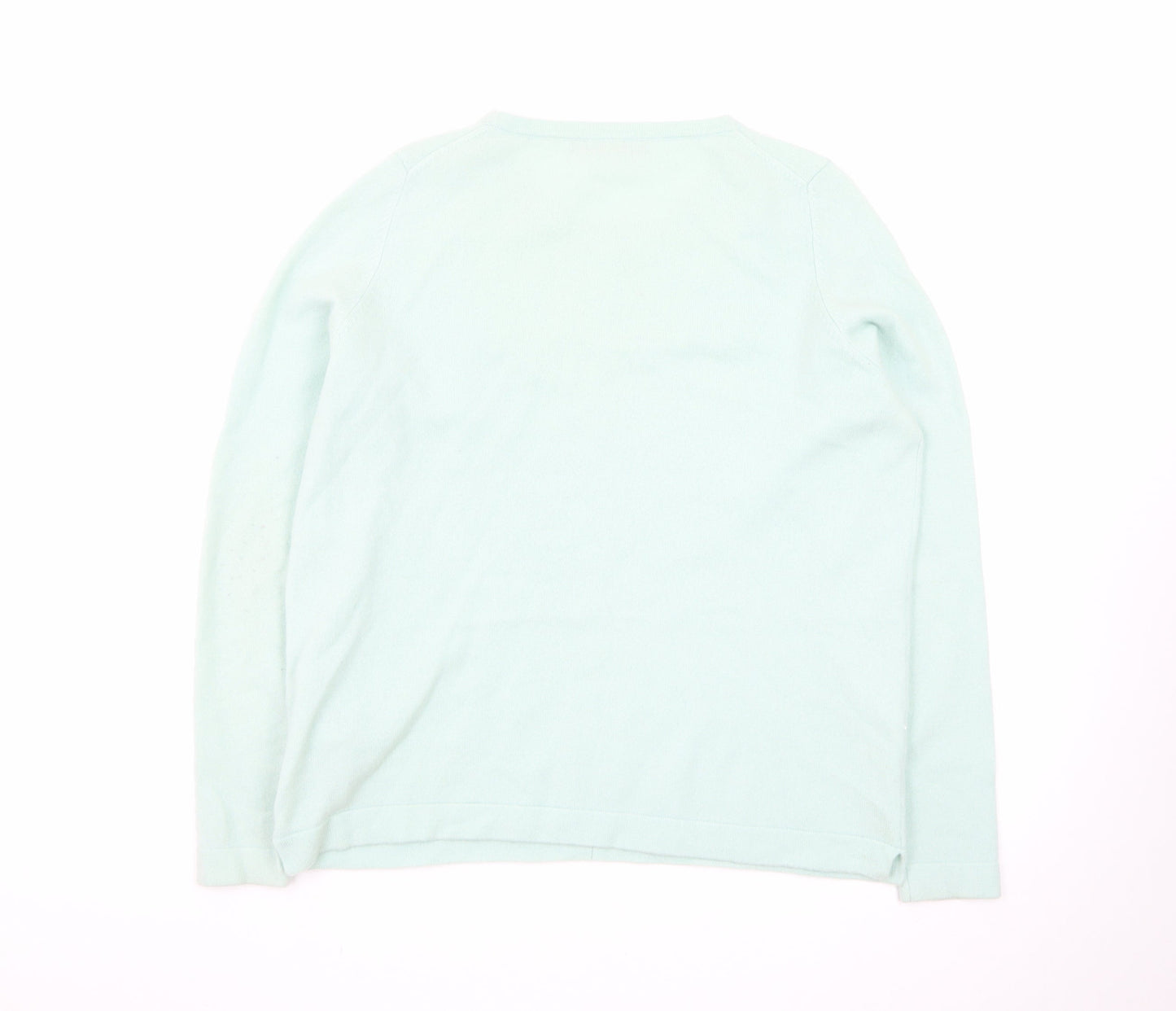 Marks and Spencer Women Green Cashmere Crew Neck Jumper Size 14