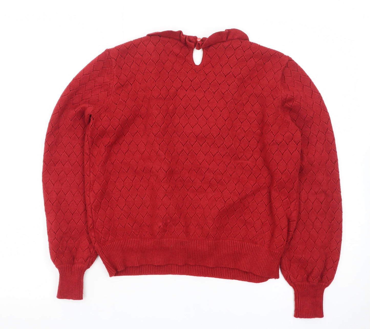 Candie's Women Red Ruffle Knit Jumper Size 12 Viscose Blend