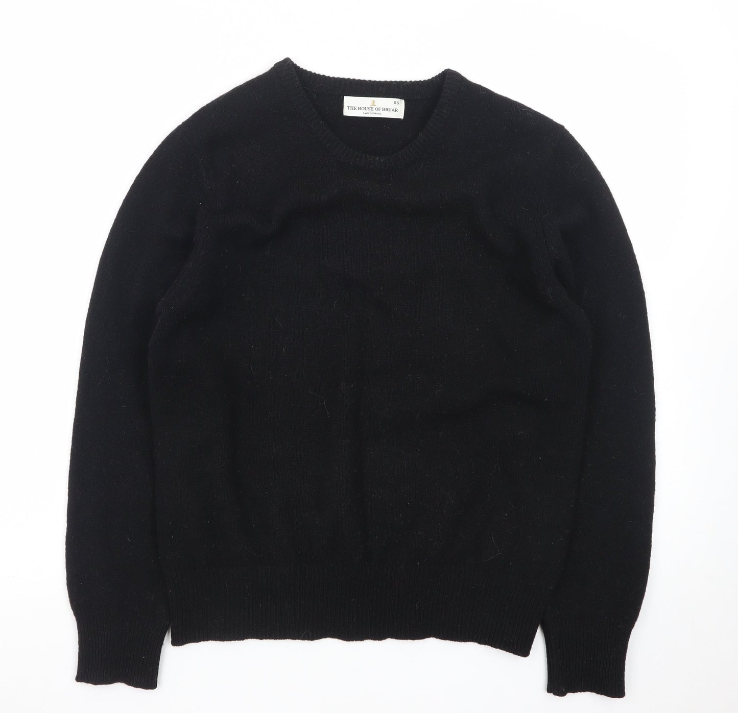 The House of Bruar Mens Black XS Lambswool Crew Neck Jumper