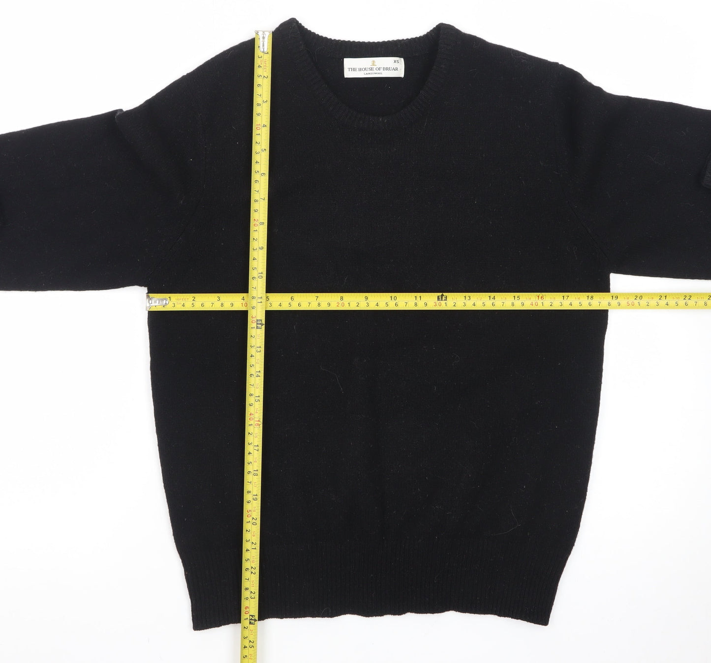 The House of Bruar Mens Black XS Lambswool Crew Neck Jumper