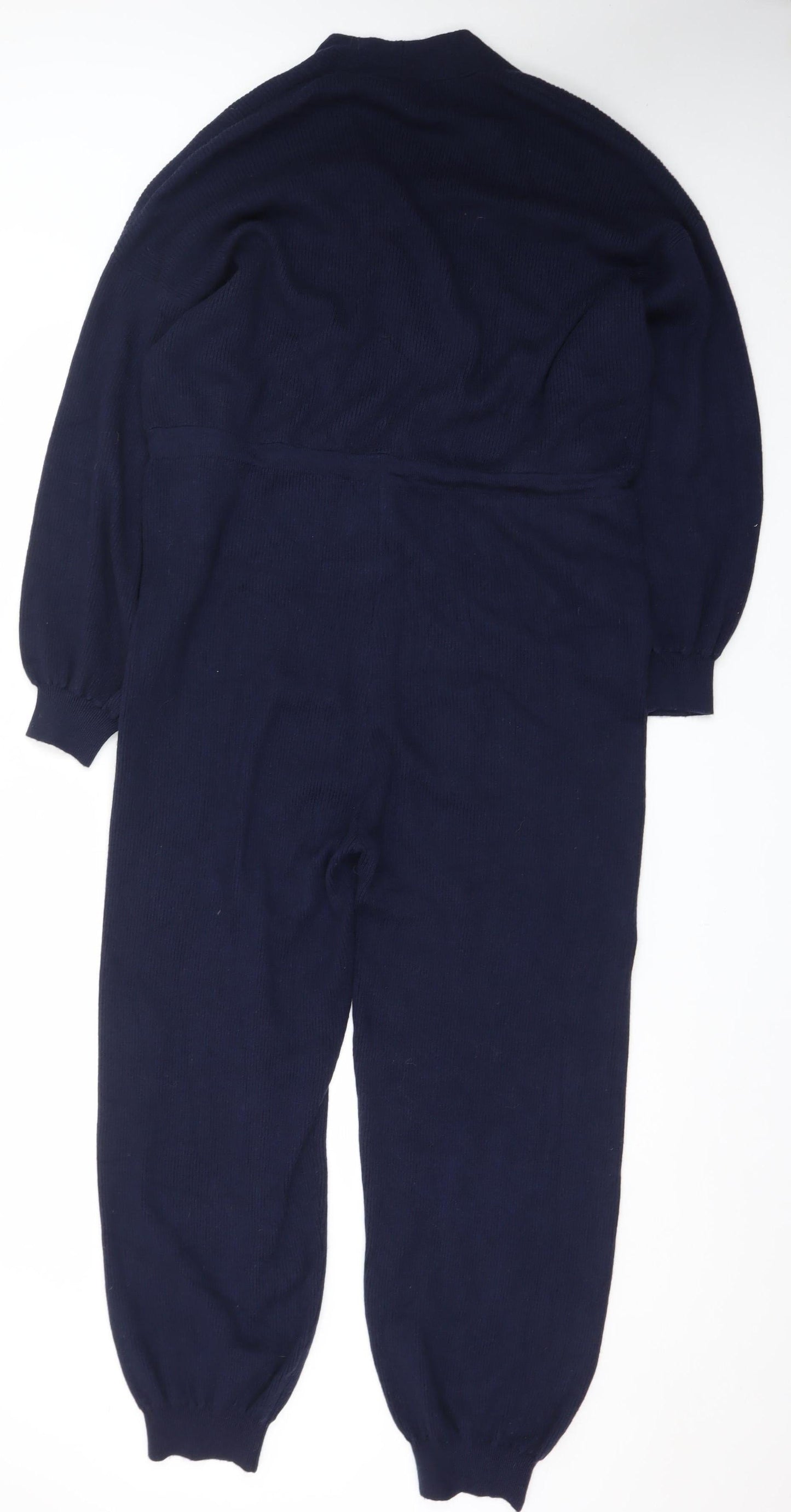 Zara Women Navy Blue Knit Long Sleeve Jumpsuit Size M