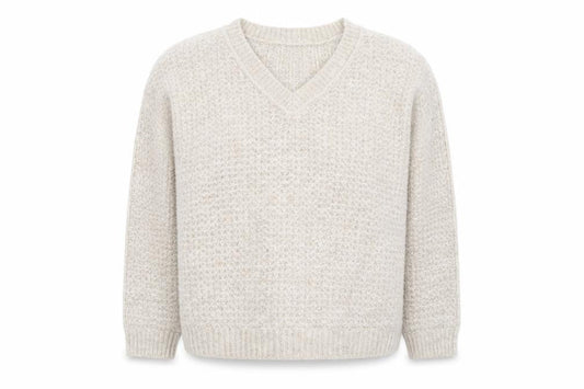 Primark Women’s Beige Chunky Knit V-Neck Wool Blend Jumper Size L