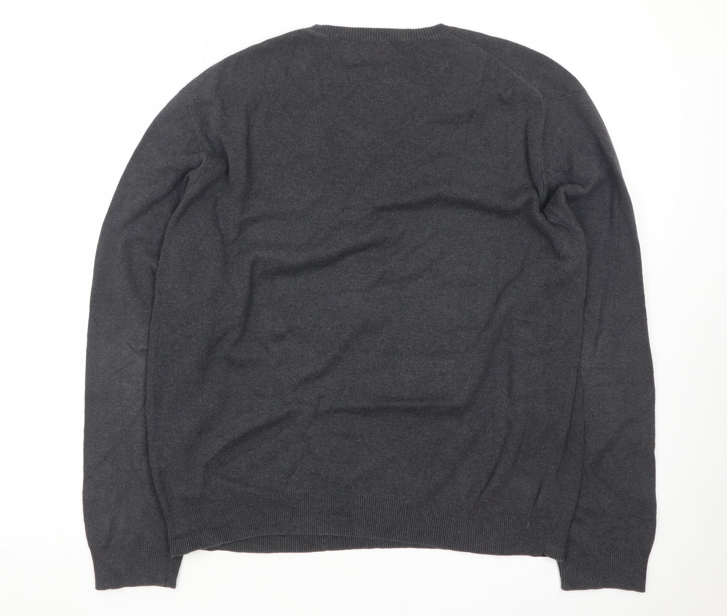 Ralph Lauren Men's Grey Cotton V-Neck Jumper Size M
