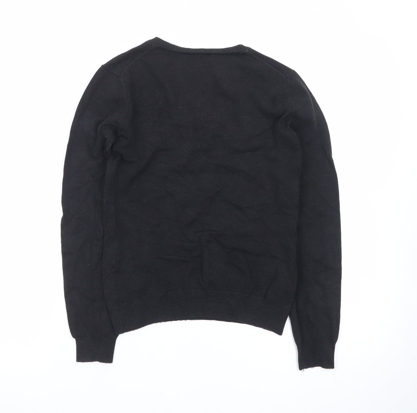 Tommy Hilfiger Men’s Black V-Neck Cotton Pullover Jumper XS
