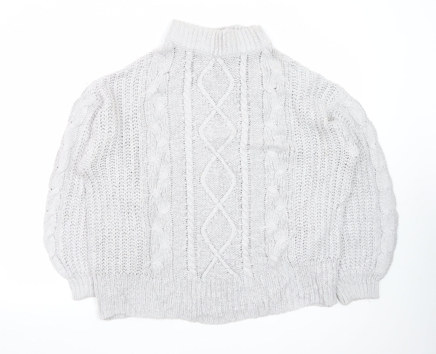 Brave Soul Women White Cable-Knit Roll Neck Jumper M