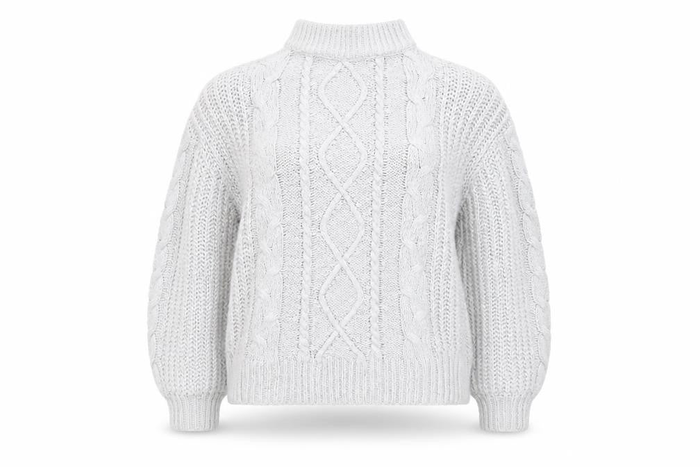 Brave Soul Women White Cable-Knit Roll Neck Jumper M