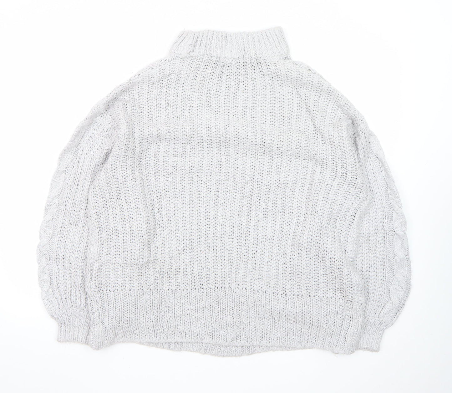 Brave Soul Women White Cable-Knit Roll Neck Jumper M