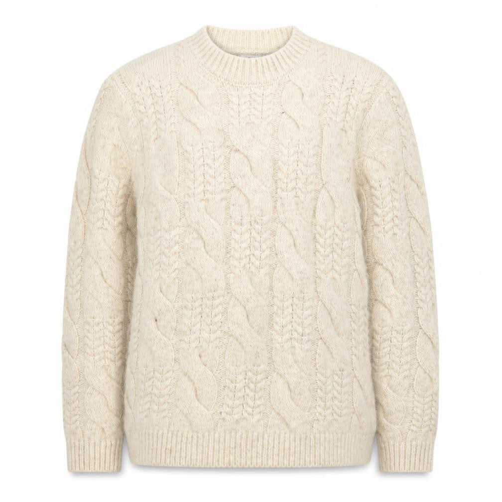 Zara Women Beige Cable-Knit Wool Blend Jumper Size 12
