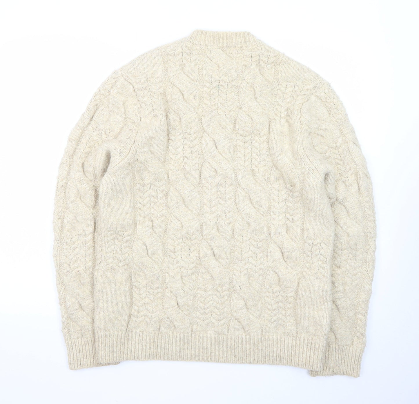 Zara Women Beige Cable-Knit Wool Blend Jumper Size 12
