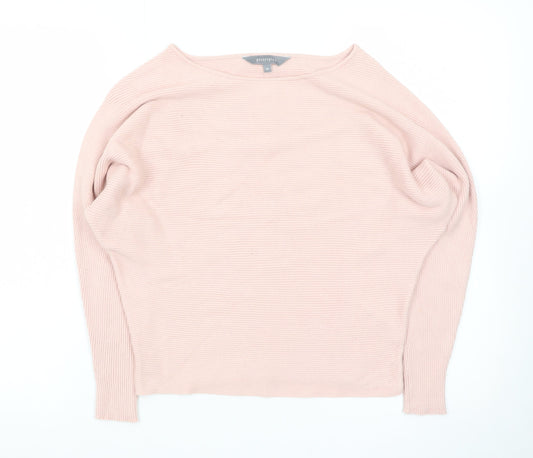 Principles Women Pink Boat Neck Long Sleeve Knit Jumper Medium