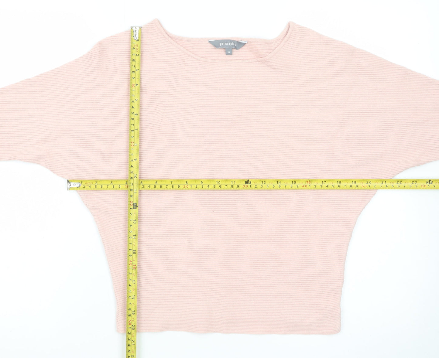 Principles Women Pink Boat Neck Long Sleeve Knit Jumper Medium