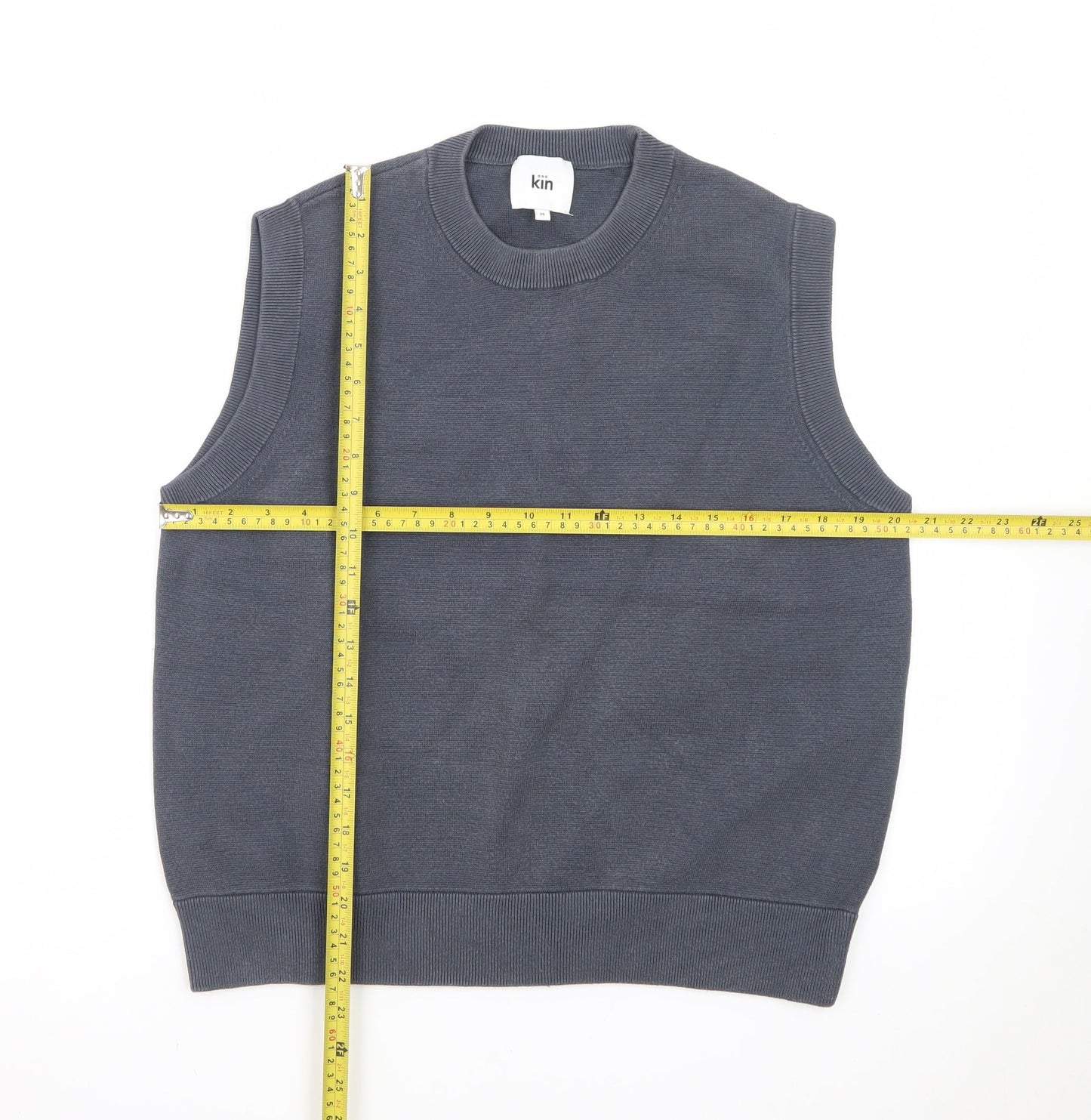Kin Women’s Grey Sleeveless Knit Vest Jumper Size M