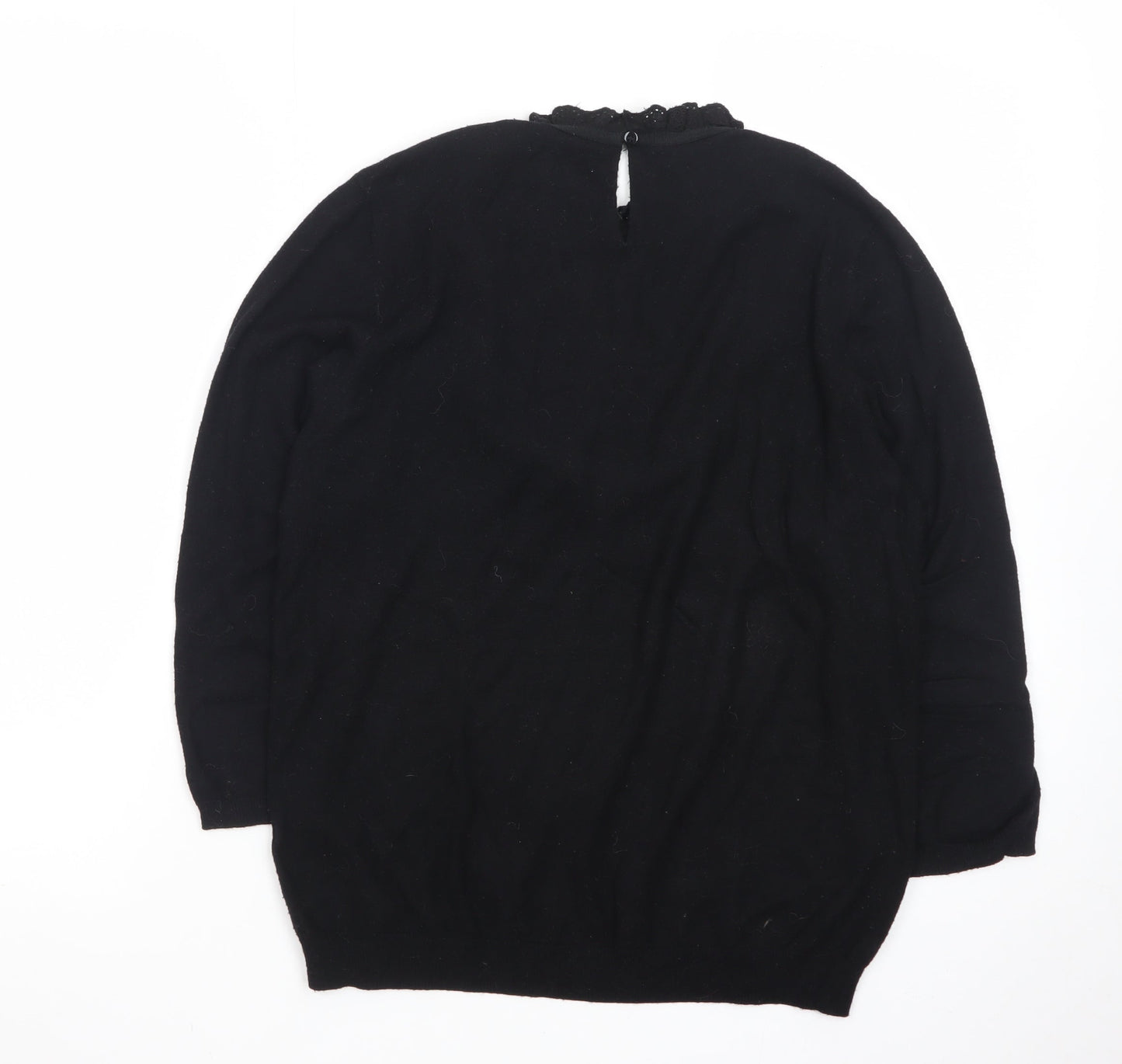 Monsoon Women's Black Lace High Neck Pullover Jumper Size 14