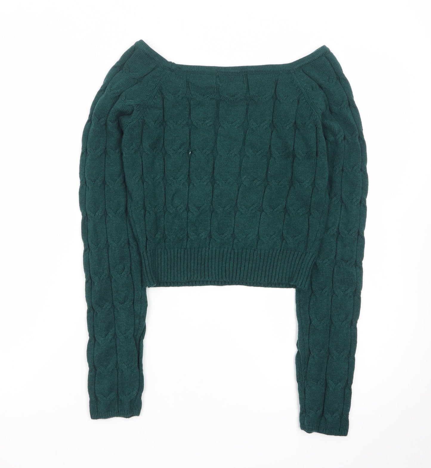 Apricot Women Green Cable-Knit Boat Neck Jumper UK 12