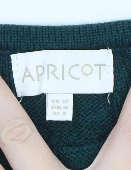 Apricot Women Green Cable-Knit Boat Neck Jumper UK 12