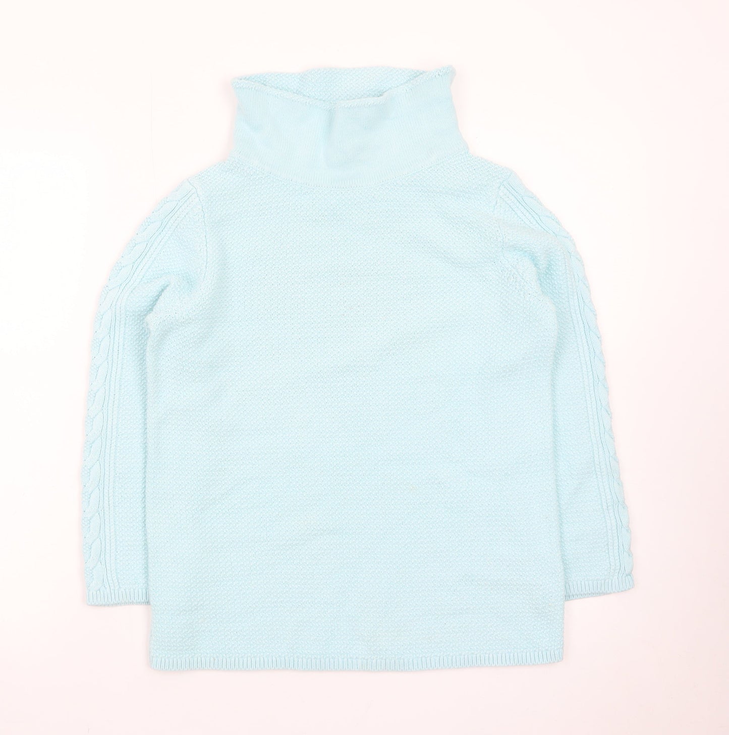 Hobbs Women Blue Wool Roll Neck Cable-Knit Jumper Size S