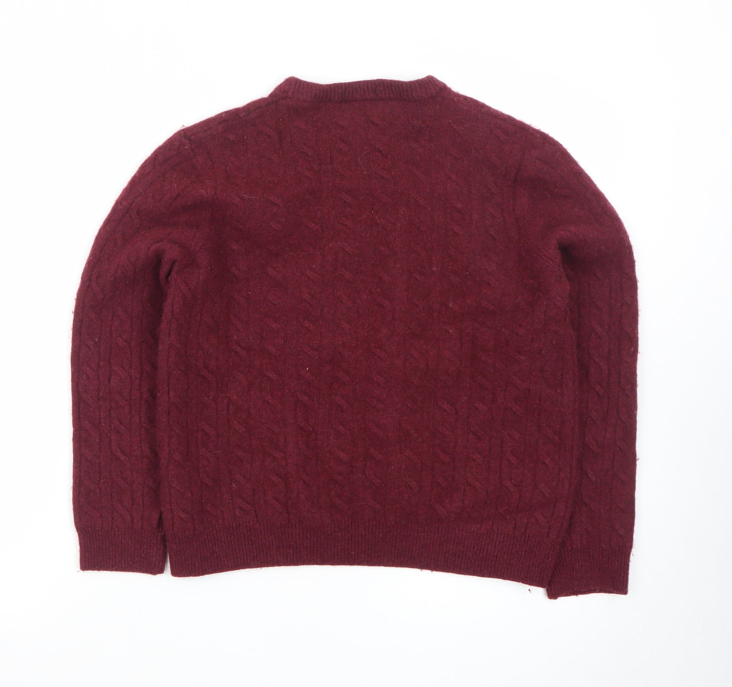 Timberland Men's Red Lambswool Blend Cable-Knit Jumper L