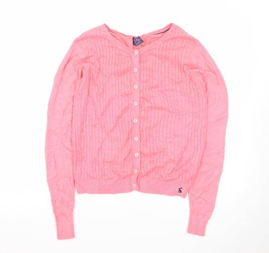 Joules Women Pink Cardigan Knit Long Sleeve UK 8 XS Button Front