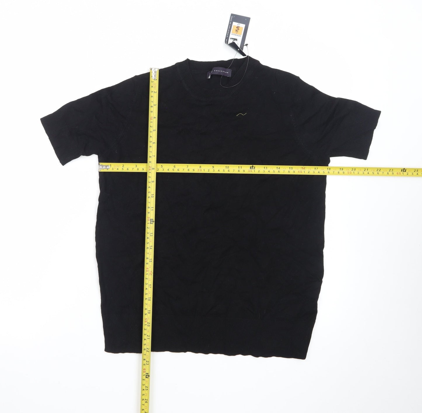 Marks and Spencer Women's Black Cotton Short Sleeve Crew Neck Jumper Size 10