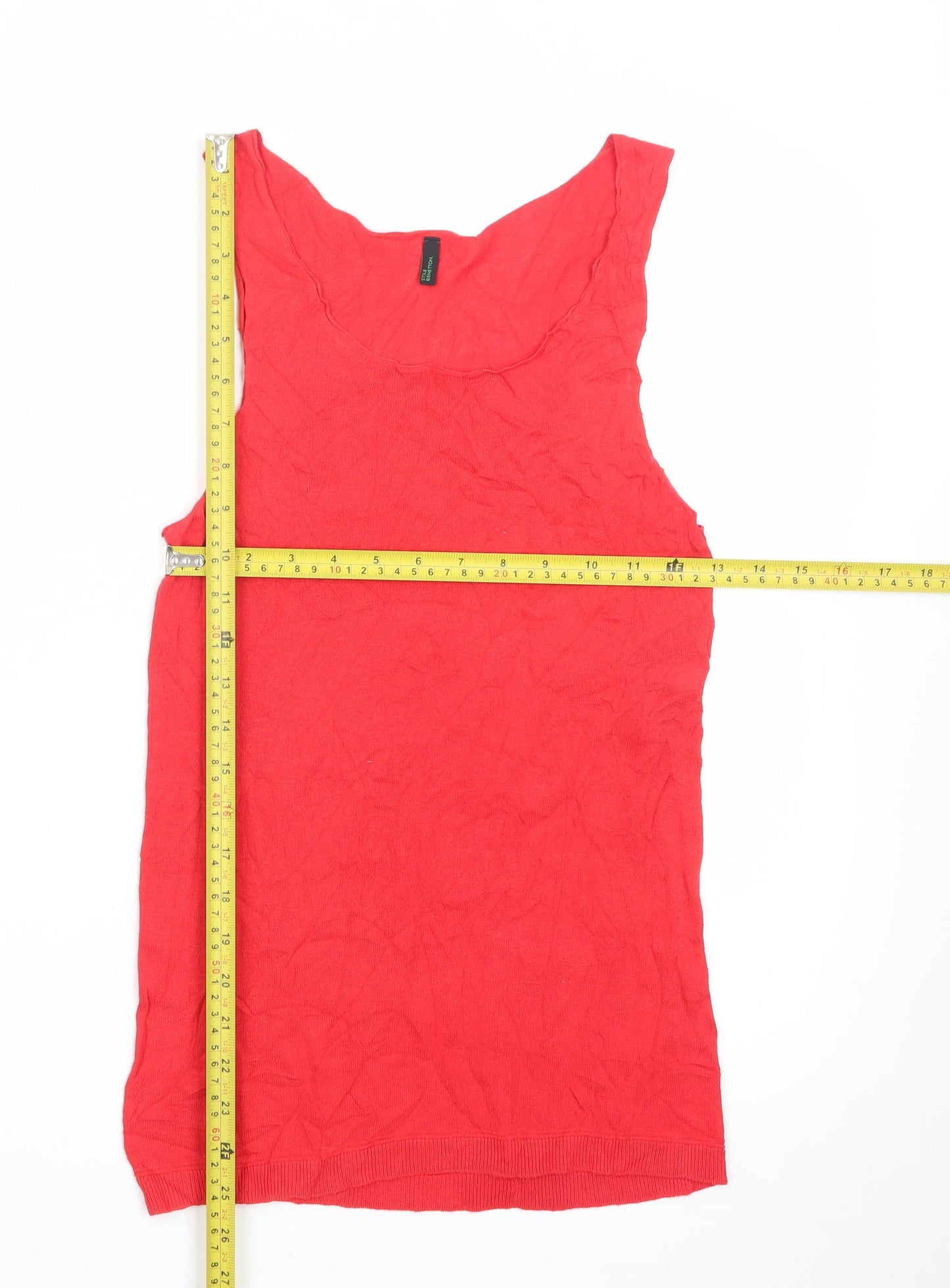 Benetton Women's Red XS Slip Dress Sleeveless Knit Cotton