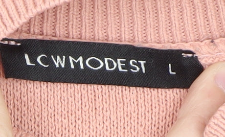 LCWModest Women's Pink Mock Neck Long Sleeve Tunic Jumper Size L