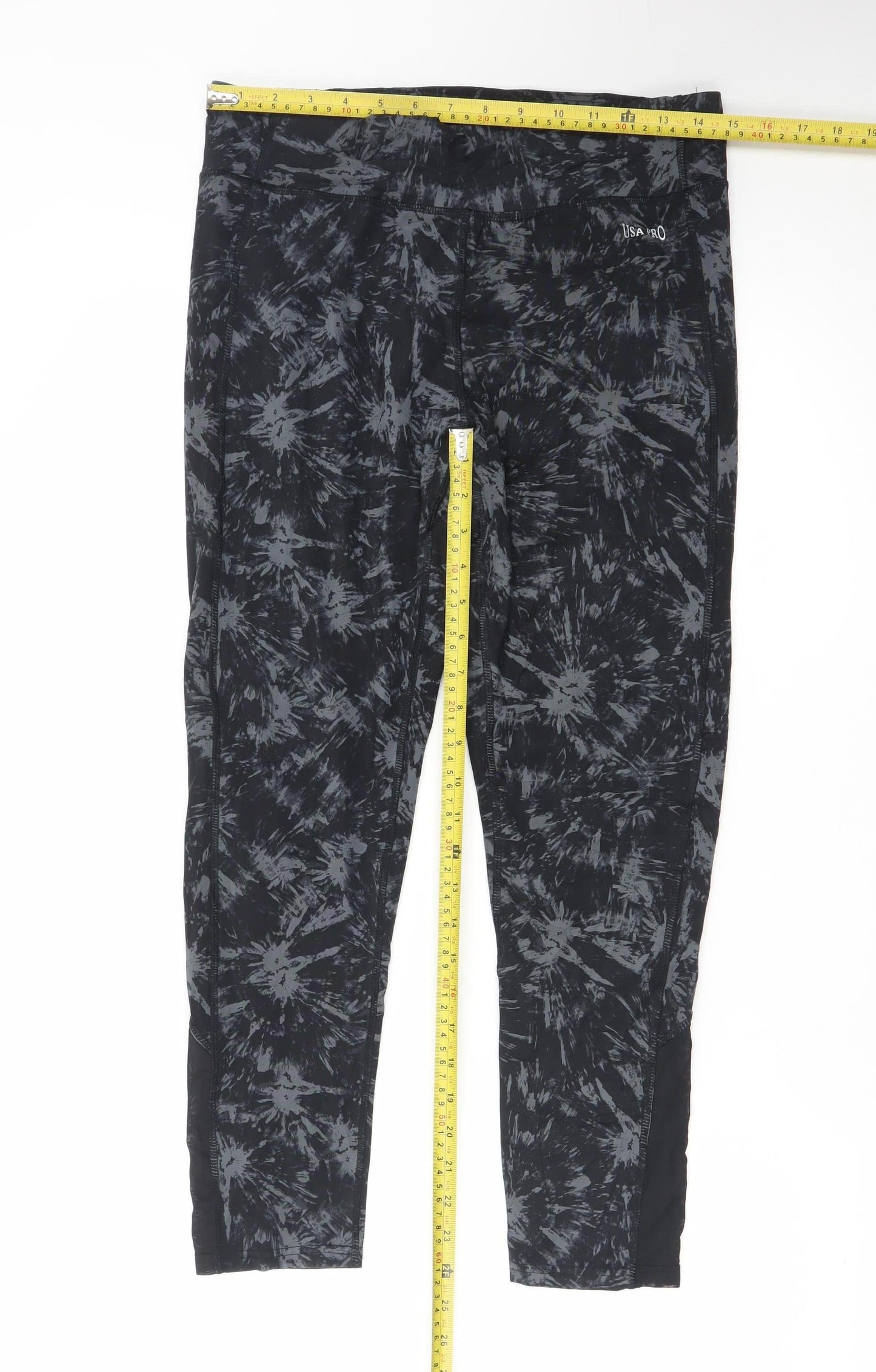USA Pro Women's Black Tie Dye Ankle Leggings Size 14