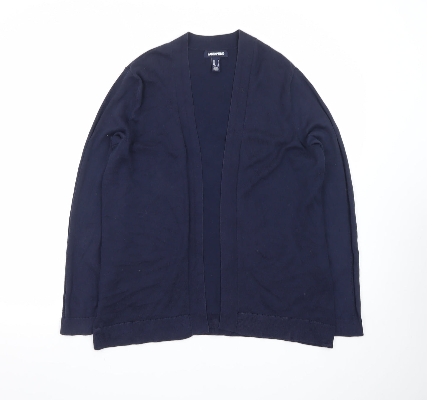 Lands' End Women's Blue Cotton Long Sleeve V-Neck Cardigan M