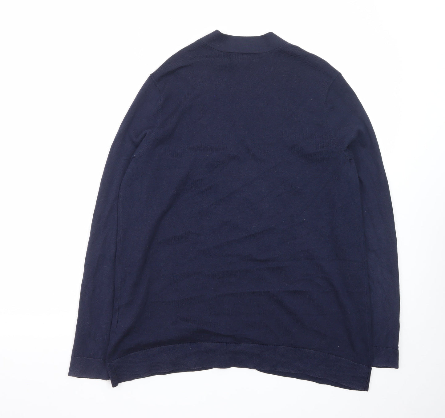 Lands' End Women's Blue Cotton Long Sleeve V-Neck Cardigan M