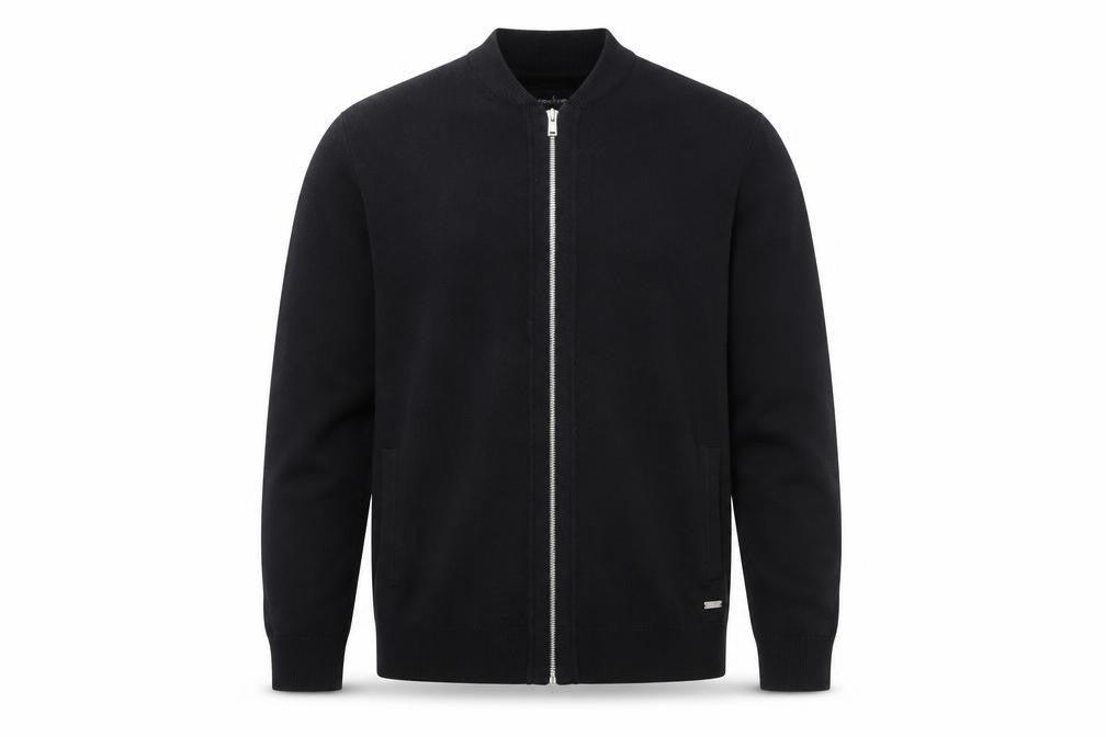 Threadbare Men's Black Full Zip Cotton Knit Jumper L