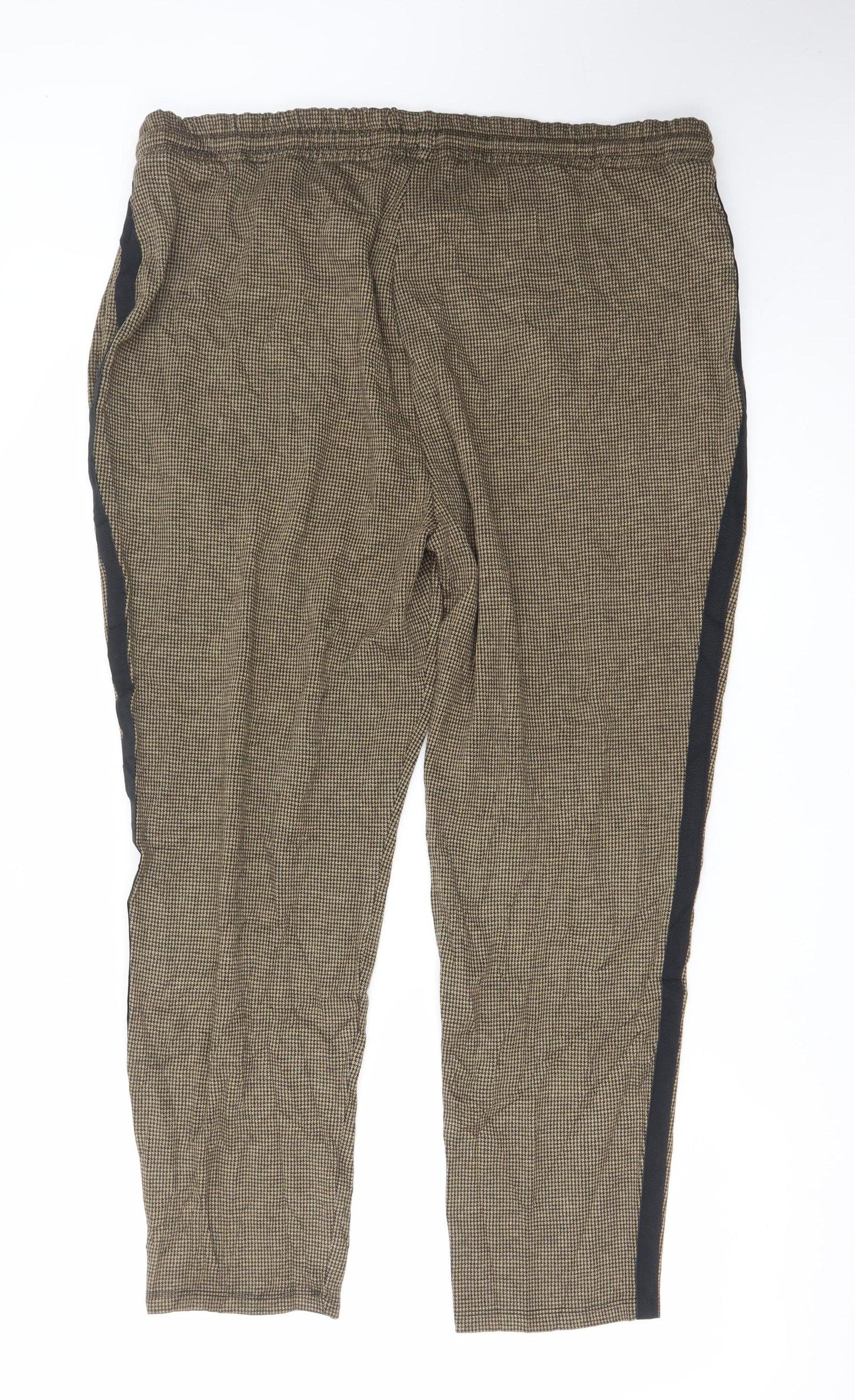 Marks and Spencer Womens Brown Check Tapered Trousers Size 18